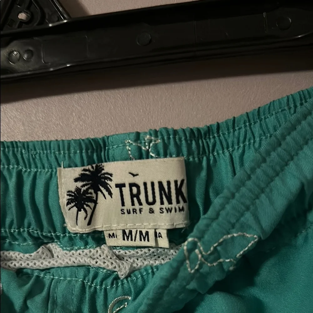 Mens Swim Trunks Pelican Print Elastic Waist 6.5 Inseam Green Size M